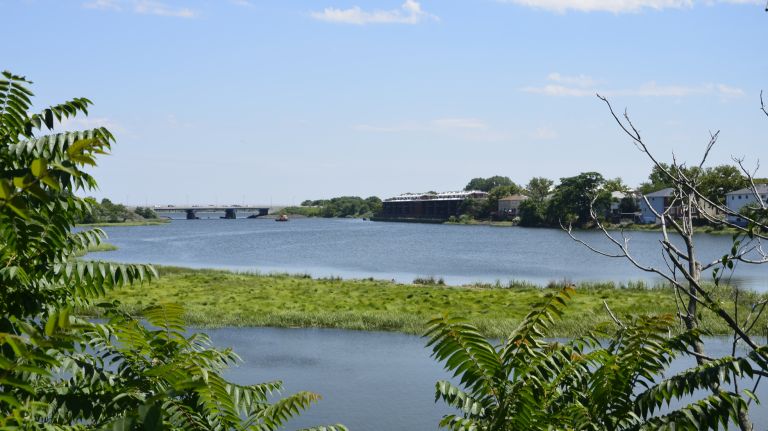 There's a nature preserve by the Gateway Center. Walk across Gateway Drive, and you'll come up on the Fresh Creek Nature Preserve. Although it is a bit unkempt, there is a trail that leads up to the water and a deck that you can stand on to see out across the creek and to the beginnings of Jamaica Bay. It's a nice opportunity to get a glimpse of the water and take a breath before heading back into the urban landscape.