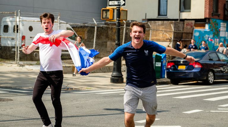 New Yorkers celebrate France's domination in World Cup Final 12 Fans of team France celebrate their team's victory in the World Cup on Smith Street in Carroll Gardens on Sunday.
