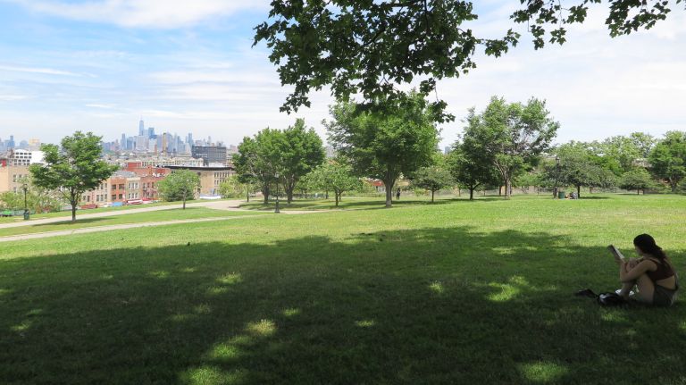Sunset Park: What to do and where to eat in this neighborhood on a hill 23 This may be a tough ask after climbing the hills at Green-Wood, but trust us, it's worth it. Sunset Park, the green space the neighborhood is named after, offers an incredible view of downtown Manhattan, Staten Island and New Jersey, the Statue of Liberty and the deep blue water that surrounds them. There are plenty of big trees that provide shade so you can sit down and relax as the breeze cools you down. The park is used by everyone, from young families to seniors, and has abundant wildlife. It's a quiet space to watch the sailboats go by, listen to the church bells chime from Saint Michael's tower, and serves as one of the best hills to sled down in the winter. There is also a public pool here, so if you're feeling the need to chill down further, take a dip. (41st to 44th streets, between Fifth and Seventh avenues)
