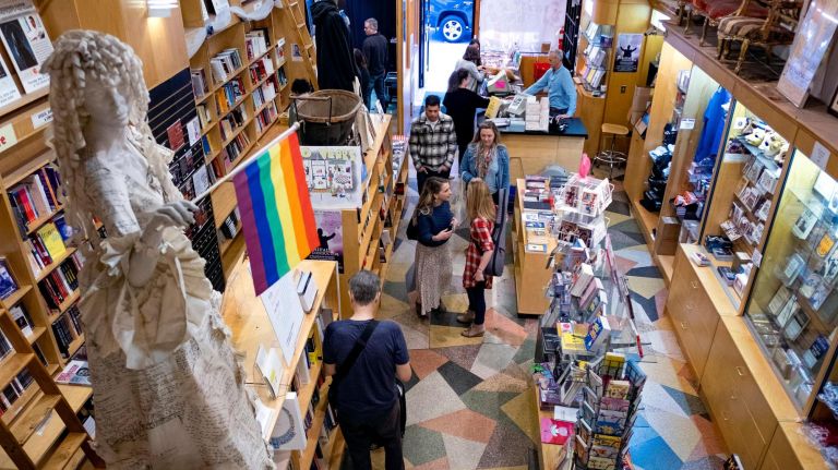 The bookstore is a popular destination for theater professionals and lovers alike.
