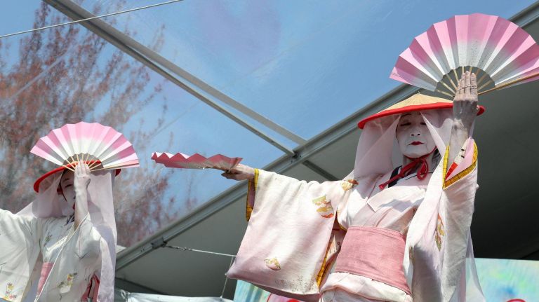 Performers from Dancejapan on the Cherry Esplanade stage at the Sakura Matsuri festival.