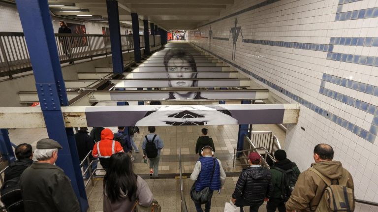 David Bowie-themed art sprawls across the station.