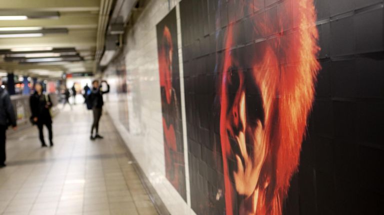 Iconic Bowie inside the Broadway-Lafayette Street subway station.