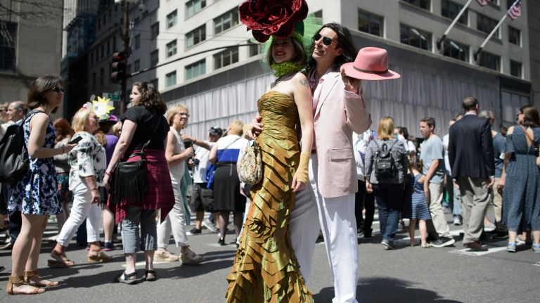 Participants and spectators stroll along Fifth Avenue during the Easter Parade and Bonnet Festival in Manhattan, Sunday, April 16, 2017. The parade has been an annual tradition in New York City for over 100 years.