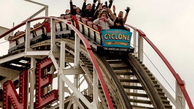 Coney Island's Luna Park opening celebrated 9 Some of the first arrivals take a ride after the opening ceremony for the Cyclone in Coney Island on Sunday.