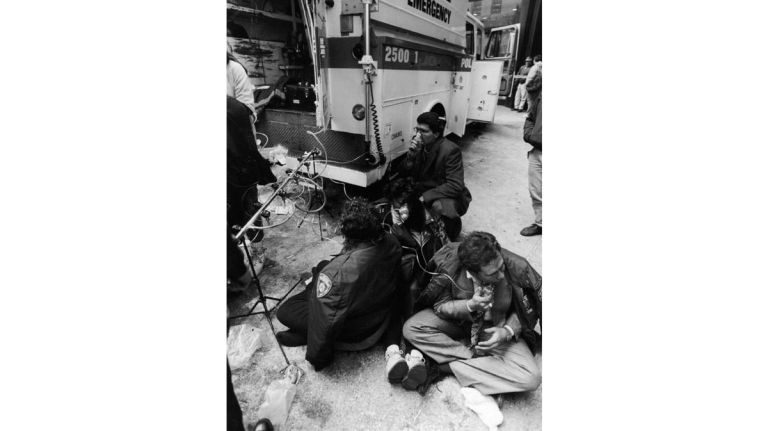 People are treated for injuries after the bombing at the World Trade Center's north tower on Feb. 26, 1993.