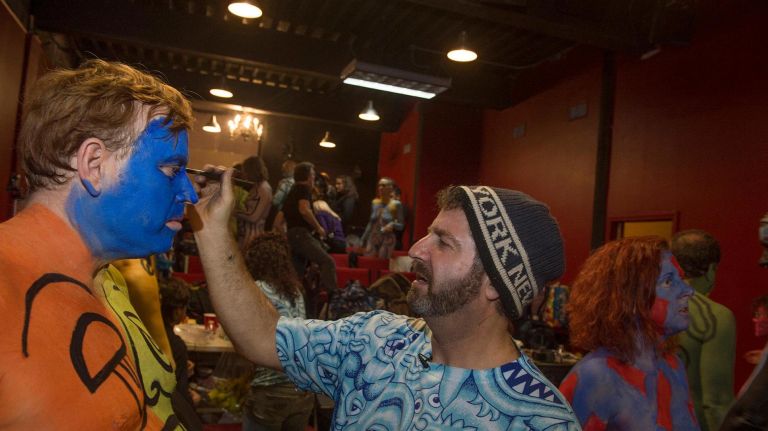 Photos: Body painting event in Times Square turned heads 12 Golub works on a model during a Polar Bear Paint event in Manhattan on Saturday, Feb. 10, 2018.