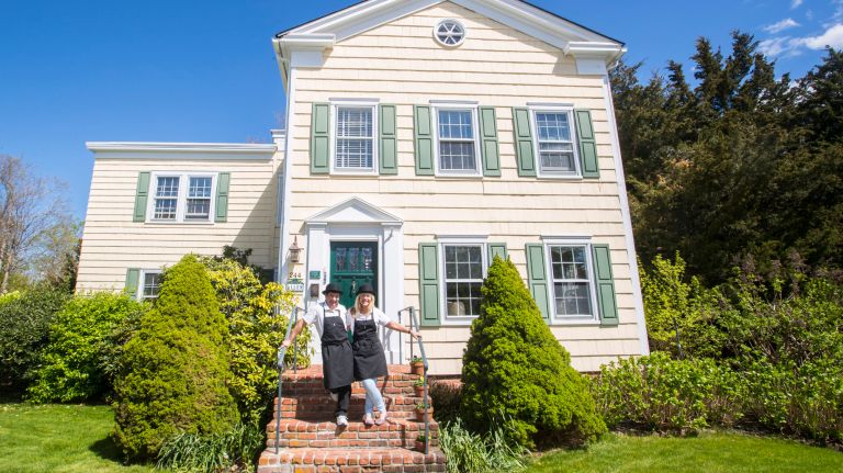 Unique New York State bed-and-breakfasts to stay in this fall 1 Innkeepers Christopher and Kimberly Allen outside A Butler's Manor in Southampton.