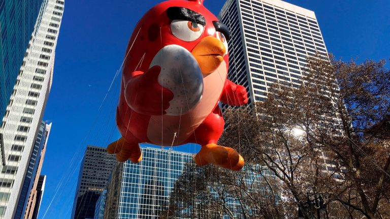 Red, from Angry Birds, added a big pop of color to the parade.