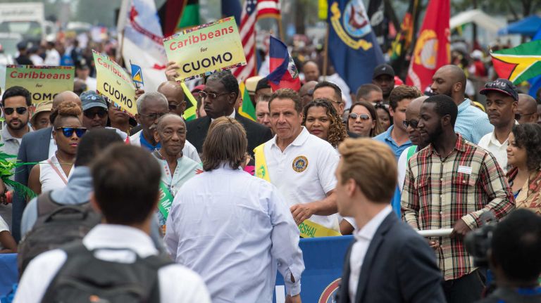 Gov. Andrew M. Cuomo arrives at the West Indian Day Parade along Eastern Parkway in Brooklyn on Monday, Sept. 5, 2016. 