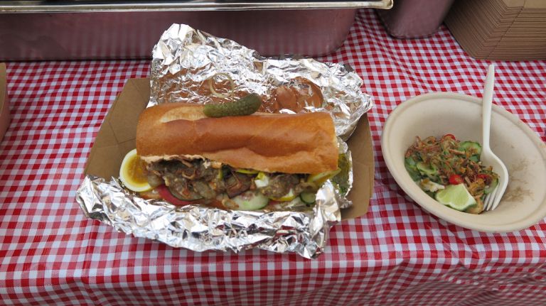 Familiar sandwiches you can find at a bodega are being recreated with top-notch ingredients, including this take on the classic Israeli sabich sandwich with eggplant, pickled eggs, hummus and labne (strained yogurt).