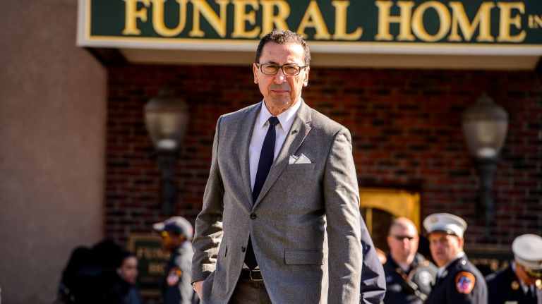 FDNY Commissioner Daniel Nigro attends the wake for Yadira Arroyo in the Joseph A. Lucchese Funeral Home on Morris Park Avenue in the Bronx, Thursday, March 23, 2017.