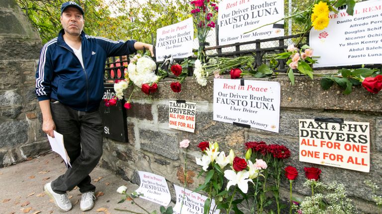 Limo Driver Noureddine Afsi attends a vigil honoring Fausto Luna at Fort&nbsp;Washington Avenue and&nbsp;West 175th Street.&nbsp;