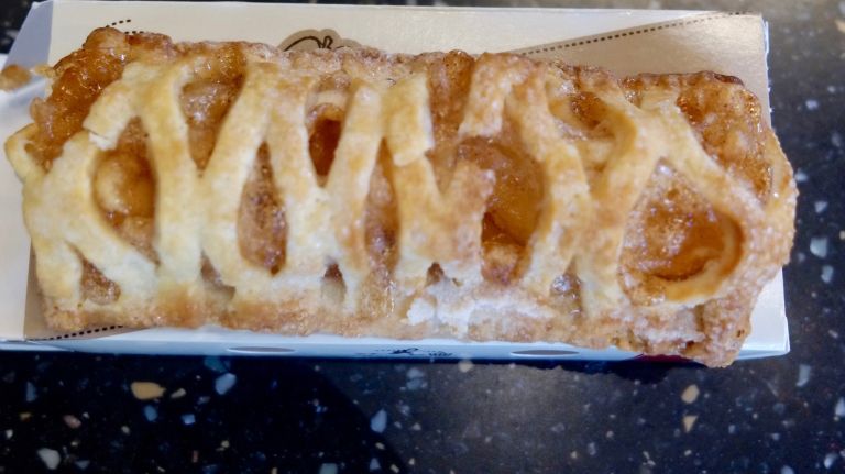 The classic apple pie has gotten a little bit of an upgrade, with a lattice top. Never fear -- it retains that gooey, sweet, syrupy texture inside and is still served hot. 