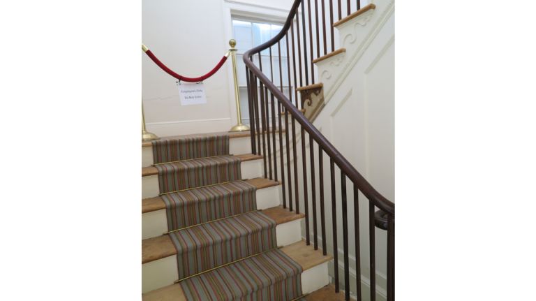 The Grange has four bedrooms: one for Hamilton, one for Elizabeth, one for their two daughters and one for the two oldest sons. However, the floor is off-limits to guests. There are no artifacts upstairs, only empty space where the rooms once were, according to the park service.