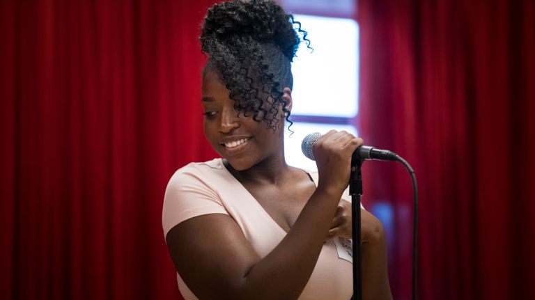 Breast cancer patient Zenia Paul surprised the group with her emotional solo.