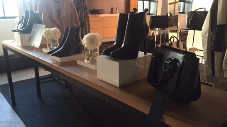 Tucked away in a corner on the second floor was a small shopping section with leather jackets, booties, tees, shorts and handbags. 