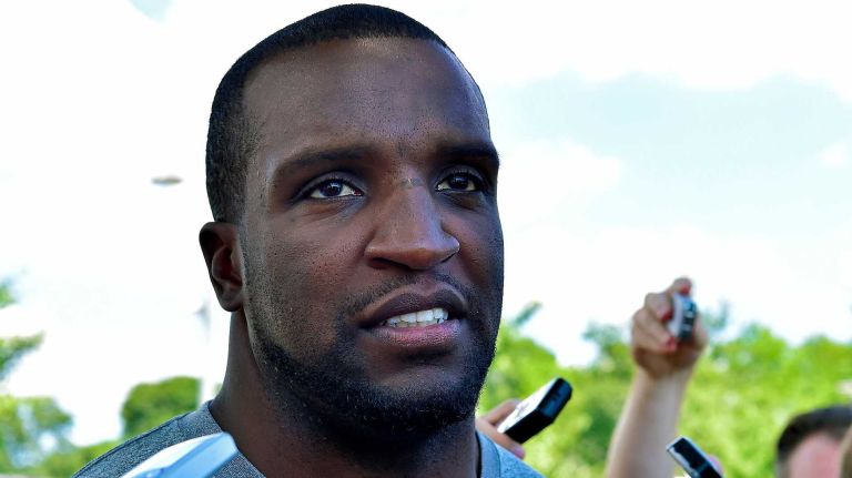New York Jets inside linebacker David Harris speaks with the media at Atlantic Health Jets Training Center in Florham Park, New Jersey on Wednesday, July 27, 2016. New York Jets Training Camp.