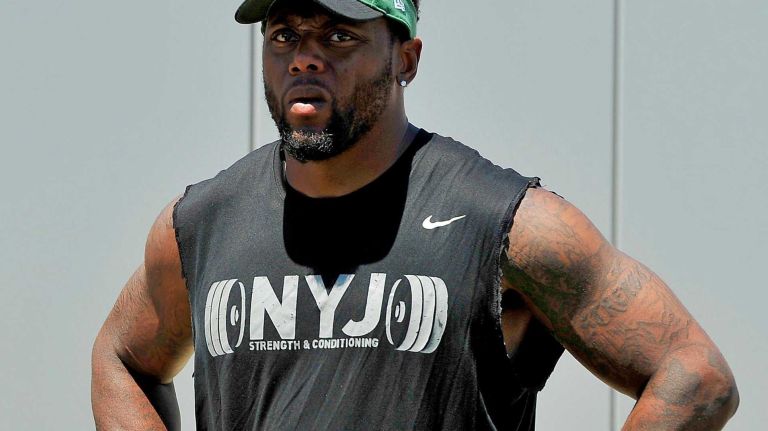 New York Jets linebacker Erin Henderson speaks with the media at Atlantic Health Jets Training Center in Florham Park, New Jersey on Wednesday, July 27, 2016. New York Jets Training Camp.