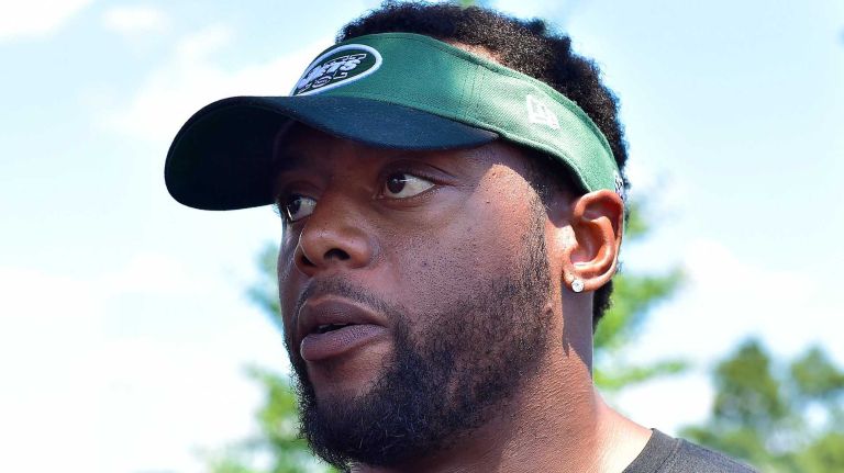 New York Jets linebacker Erin Henderson speaks with the media at Atlantic Health Jets Training Center in Florham Park, New Jersey on Wednesday, July 27, 2016. New York Jets Training Camp.