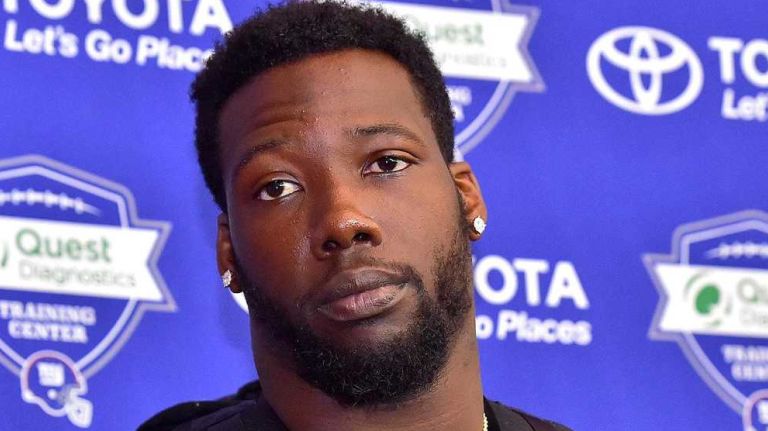 <p>New York Giants defensive end Jason Pierre-Paul speaks with the media at Quest Diagnostics Training Center in East Rutherford, New Jersey on Thursday, July 28, 2016.</p>