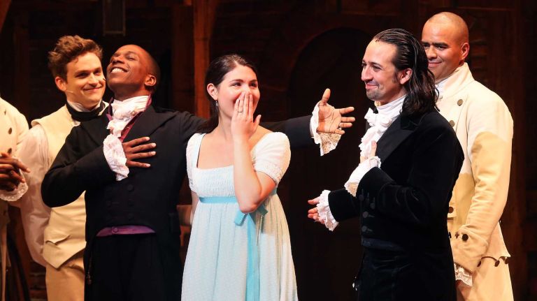 'Hamilton' says goodbye to Lin-Manuel Miranda 15 The last stage performance of Hamilton actors Lin-Manuel Miranda, along with Leslie Odom Jr. and Phillipa Soo, left of Miranda, brings out the crowds to the Richard Rogers Theater in Manhattan, July 9, 2016.