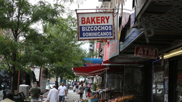 Stores along St. Nicholas Avenue near 178th Street.
