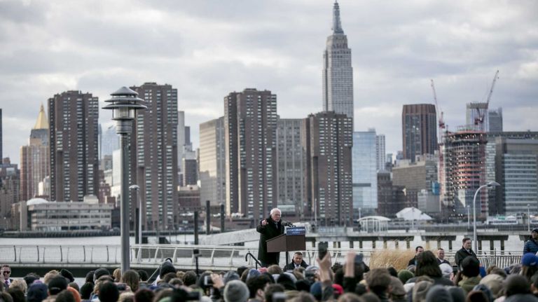 Bernie Sanders speaks at a rally in WNYC Transmitter Park in Greenpoint, Brooklyn, on April 8, 2016.