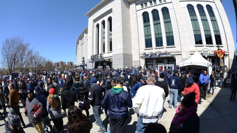 Opening Day: Yankees vs. Astros 50 New York Yankee fans arrive on Opening Day against the Houston Astros Tuesday, April 5, 2016 at Yankee Stadium.