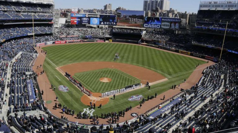 Opening Day: Yankees vs. Astros 56 New York Yankees and Houston Astros line up for the team announcements on Opening Day Tuesday, April 5, 2016 at Yankee Stadium.