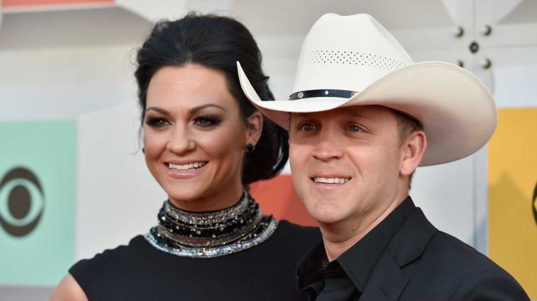 Kate Moore and recording artist Justin Moore attend the 51st Academy of Country Music Awards at MGM Grand Garden Arena on April 3, 2016 in Las Vegas.