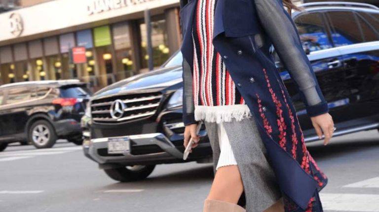 A woman at New York Fashion Week 2016 on Feb. 11, 2016.