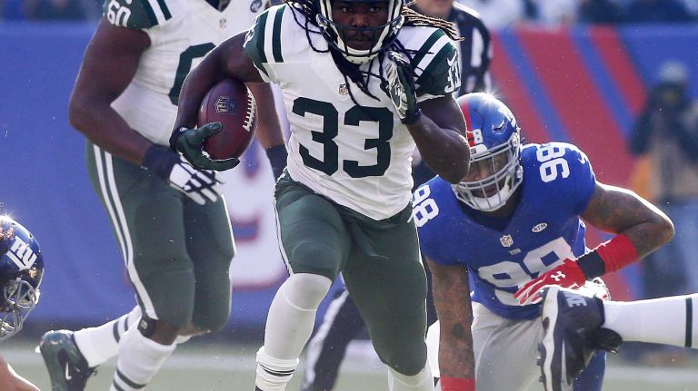 Chris Ivory #33 of the New York Jets runs the ball in the first half against the New York Giants at MetLife Stadium on Sunday, Dec. 6, 2015 in East Rutherford, N.J.