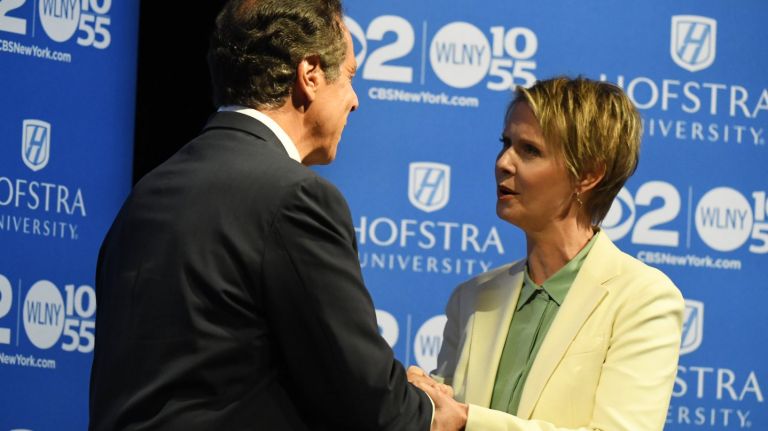 Gov. Andrew M. Cuomo and Cynthia Nixon face off at Hofstra University in Hempstead for the Democratic gubernatorial primary debate. 