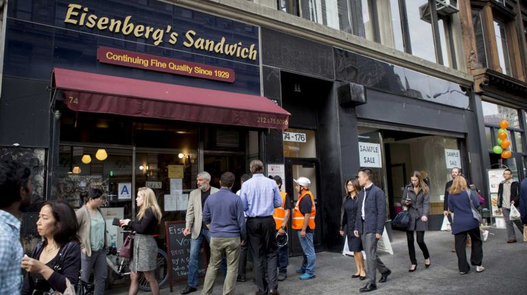 Eisenburg's Sandwich, a diner at 5th Avenue near Flat Iron building in Manhattan is crowded during lunch time on November 5, 2015. By Yeong-Ung Yang