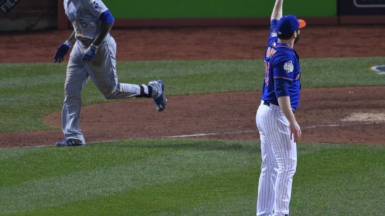 World Series Game 5: Mets vs. Royals 116 New York Mets starting pitcher Matt Harvey walks Kansas City Royals centerfielder Lorenzo Cain during the ninth inning of Game 5 of the World Series at Citi Field on Sunday, Nov. 1, 2015.