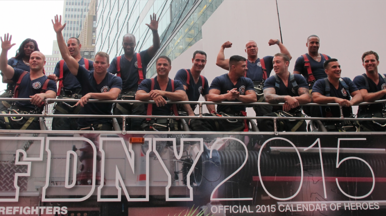 All of the firefighters with their hands raised claim to be single. We're not sure about flexin' Mr. February. 