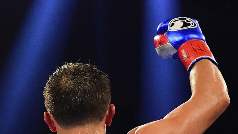 Middleweight Gennady Golovkin reacts after defeating David Lemieux during World Championship Boxing at Madison Square Garden in New York, New York on Sunday, Oct 18, 2015.