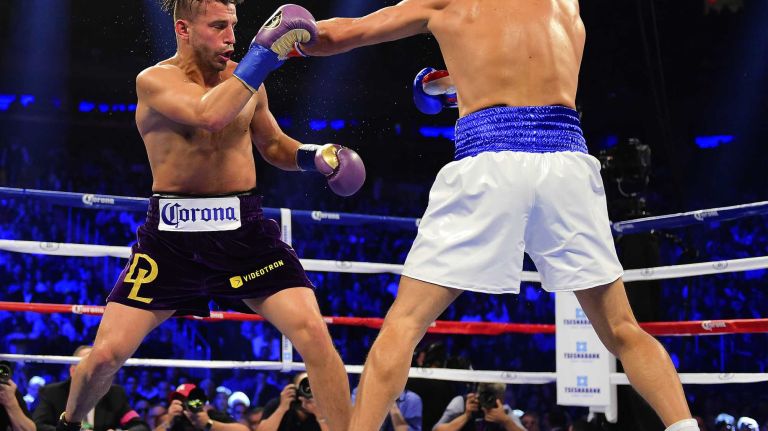 Middleweight Gennady Golovkin (right) fights against David Lemieux during World Championship Boxing at Madison Square Garden in New York, New York on Saturday, Oct 17, 2015.