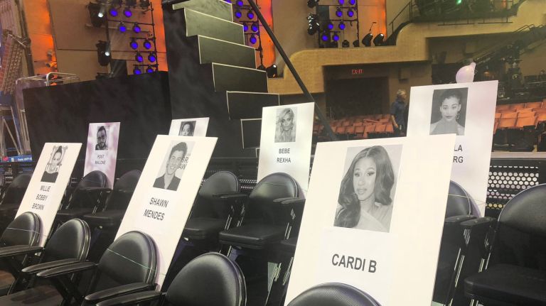 VMAs transform Radio City Music Hall with ‘oversized’ stage 3 Celebrity seat cards are in place at Radio City Music Hall for the MTV VMAs.