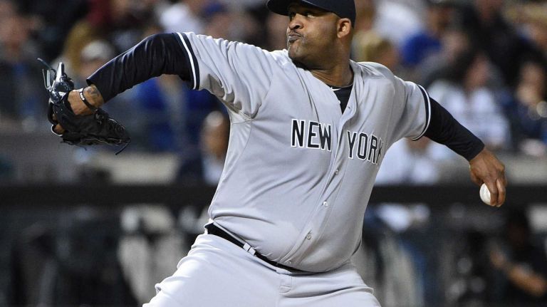 Subway Series: Yankees vs. Mets 54 New York Yankees starting pitcher CC Sabathia delivers a pitch against the New York Mets during the second inning of a baseball game at Citi Field on Sunday, Sept. 20, 2015.