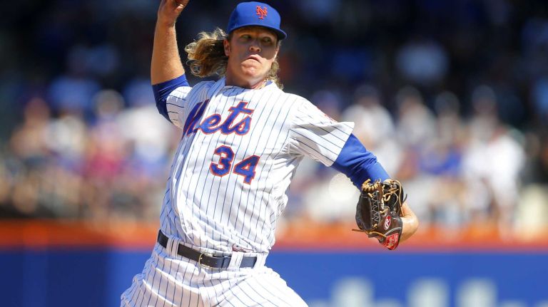 Subway Series: Yankees vs. Mets 65 Noah Syndergaard #34 of the New York Mets pitches in the first inning against the New York Yankees at Citi Field on Saturday, Sept. 19, 2015.