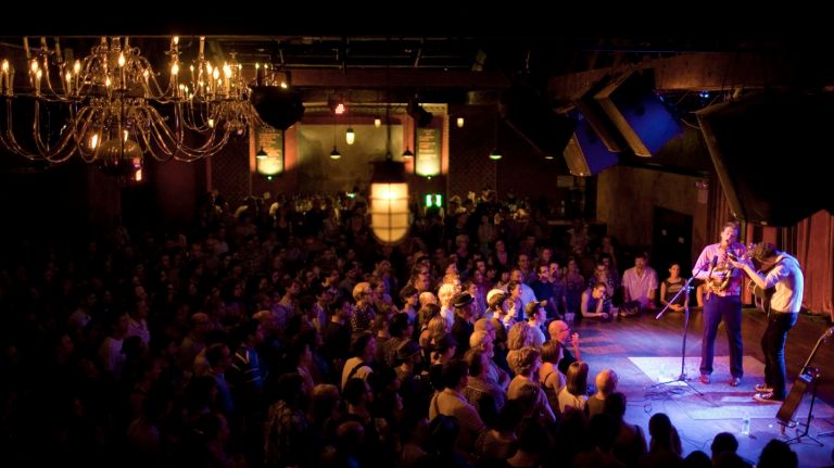  Bluegrass musicians Chris Thile & Michael Daves perform a sold-out show at the Bell House.