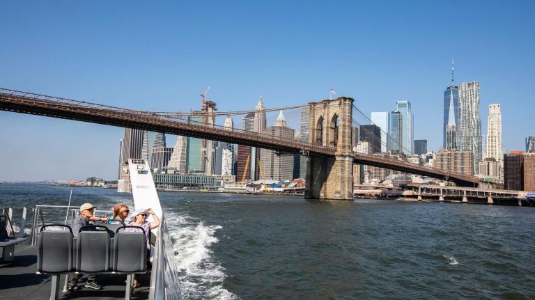 Bronx transportation options now include NYC Ferry service to Manhattan 2 The Brooklyn Bridge is one of several landmarks seen on the NYC Ferry ride between the Bronx and Wall Street.