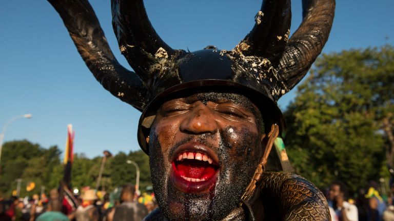 Revelers participate in J'ouvert, an annual Caribbean street festival, celebrated each Labor Day in Brooklyn on Sept. 7, 2015.