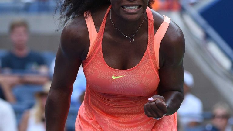 Serena Williams at the U.S. Open 8 Serena Williams reacts during her match against Kiki Bertens during the second round of the U.S. Open tennis tournament on Wednesday, Sept. 2, 2015.