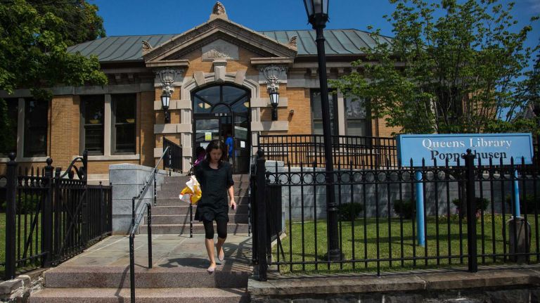College Point, Queens 20 The Queens library at Poppenhusen located at 121-23 14th Ave. City Living in the neighborhood of College Point in Queens.August 7, 2015