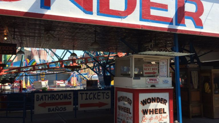 A ticket booth in front of the Wonder Wheel on July 20, 2015. 