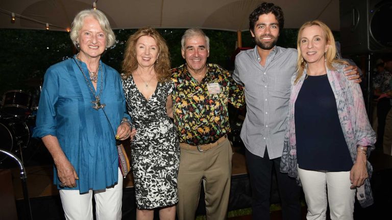 From left: Honorees Willi Salm and April Gornik, Andy Sabin, honoree Adrian Grenier and Susan Rockefeller at the South Fork Natural History Museum's 26th Annual Summer Gala on July 11, 2015, in Bridgehampton.