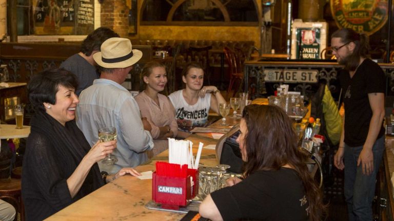 Customers drink at Anyway Cafe, a french russian venue on Oriental Boulevard at Manhattan Beach, June 8, 2015. ?By Yeong-Ung Yang